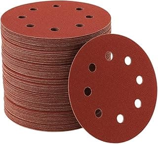 Kit 20 Disco De Lixa Com Fecho Autoadesivo Circular 8 Furos Para Lixadeira Madeira Metal Massa Corrida - 5" 125mm (120 Grãos)