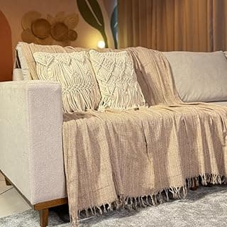 Manta para Sofá Super King, 400 x 180 cm, 100% Algodão (Bege)