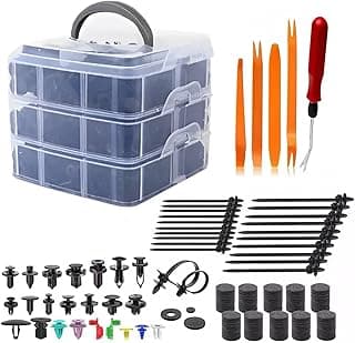 Kit de presilhas e fixadores automotivos com 900 peças em organizador plástico