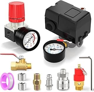 Kit de válvula de controle de pressão de compressor de ar de 4 vias com medidor de pressão
