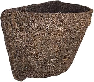 Meio vaso de parede de fibra de coco, vazio, em fundo branco.