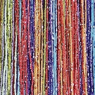 Cortina decorativa de corda multicolorida com franjas finas e brilhantes