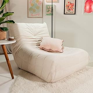 Poltrona retrô puff bege com design moderno para sala ou quarto