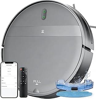 Aspirador de pó robô cinza ultrafino Pull com controle remoto e smartphone
