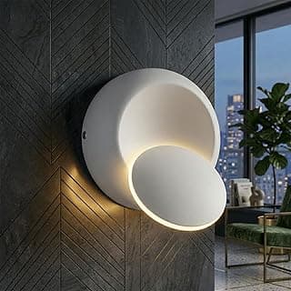 Arandela LED redonda branca Neoglint para ambientes internos com iluminação RGB de 350° giratório