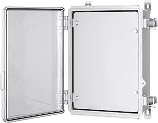 Caixa de junção elétrica à prova d'água com tampa transparente articulada, cinza