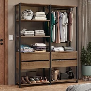 Guarda-roupa Closet Modulado 4 Gavetas 6 Prateleiras 140cm Rustic/preto Valencia Madesa