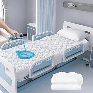 Lençol impermeável branco aplicado em uma cama hospitalar com proteção contra líquidos