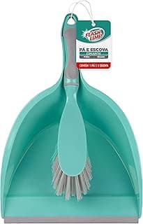 Kit de limpeza Flash Limp com pá e escova verde turquesa