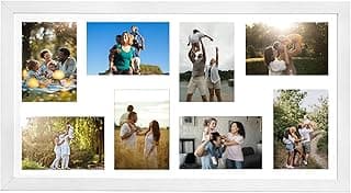 Porta retrato multifotos branco com oito fotos de família