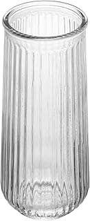 Vaso de vidro reflexos 20cm transparente vazio em fundo branco