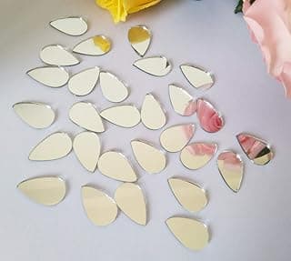 100 peças de vidro espelhado em forma de gota de lágrima, prata, para decoração