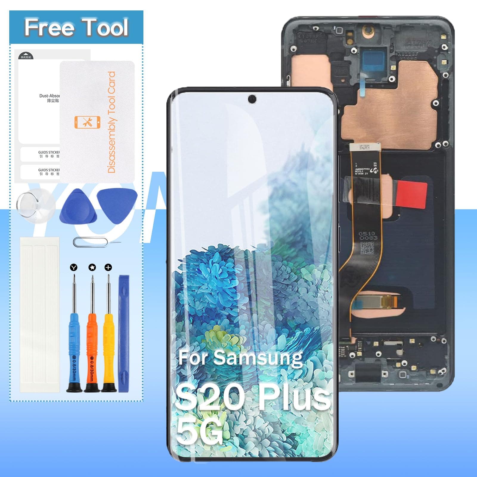 Tela de Substituição LCD Yondista Galaxy S20 Plus Touch Screen 17,0 cm Preto Compatível S20 Plus 5G