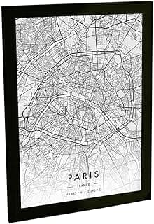 Quadro Decorativo A4 Paris França Mapa Pb Viagem Turismo