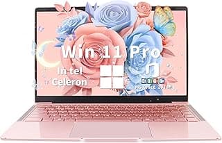 Laptop em ouro rosa de 14 polegadas, processador quad-core J4105, tela FHD IPS, 6 GB de RAM 512 GB SSD, PC Win 11 Pro, notebook ultraleve para viagens, aulas online, trabalho e estudo