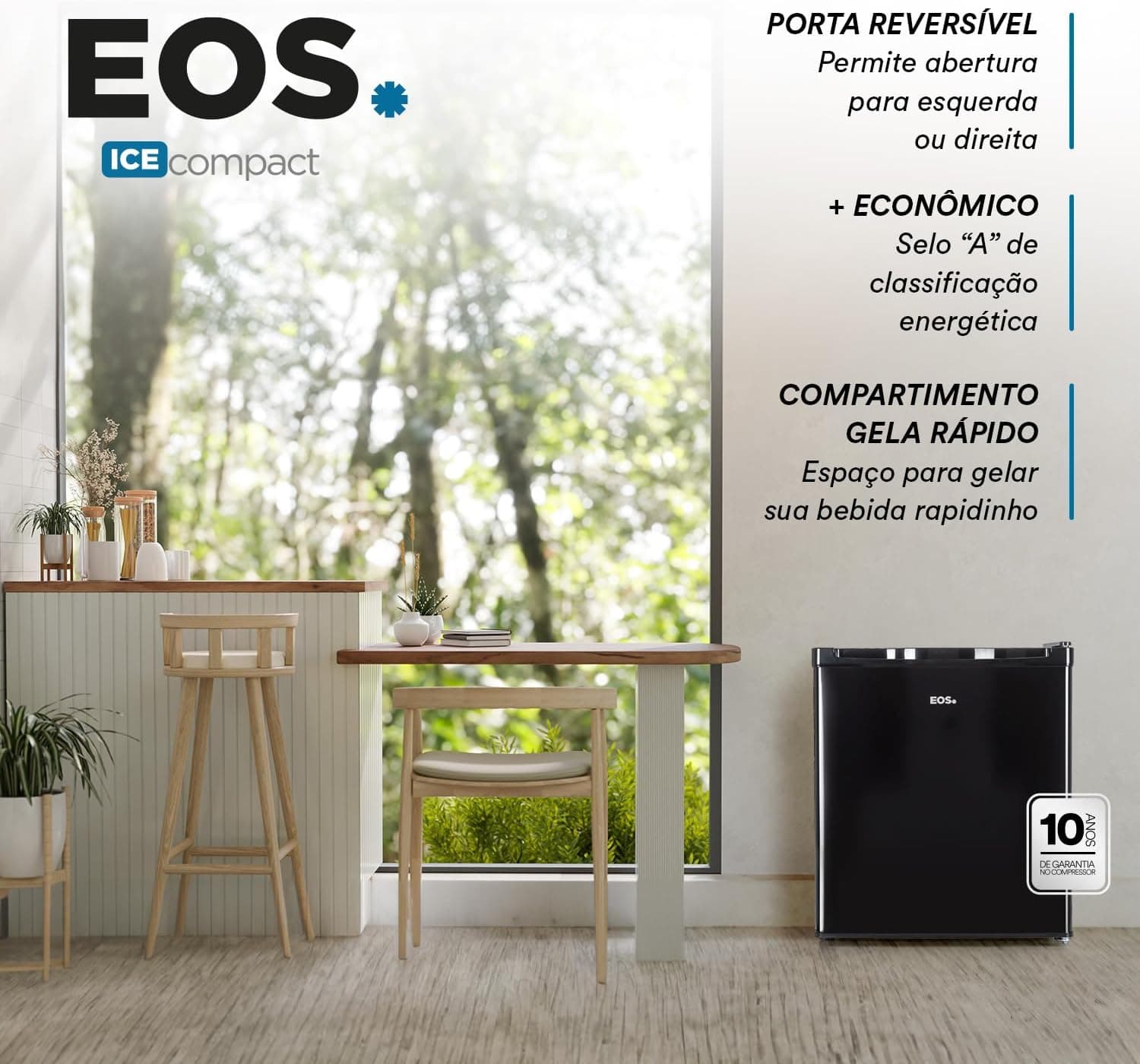 Frigobar EOS Ice Compact EFB50P Compartimento Gela Rápido 47 Litros Preto 220V