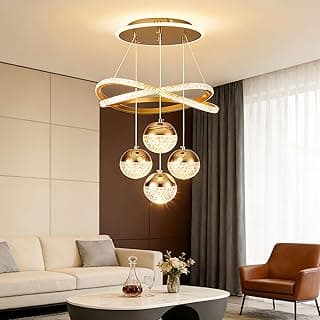 Luminária de teto LED Trailabo com quatro lâmpadas pendentes em sala de estar