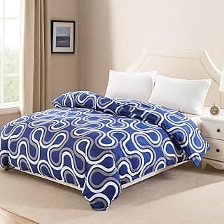 Edredom cama casal duplo face estampa geométrica azul branco