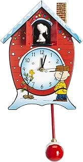 Relógio Cuco de Linho e Lucy de Natal Snoopy Vermelho