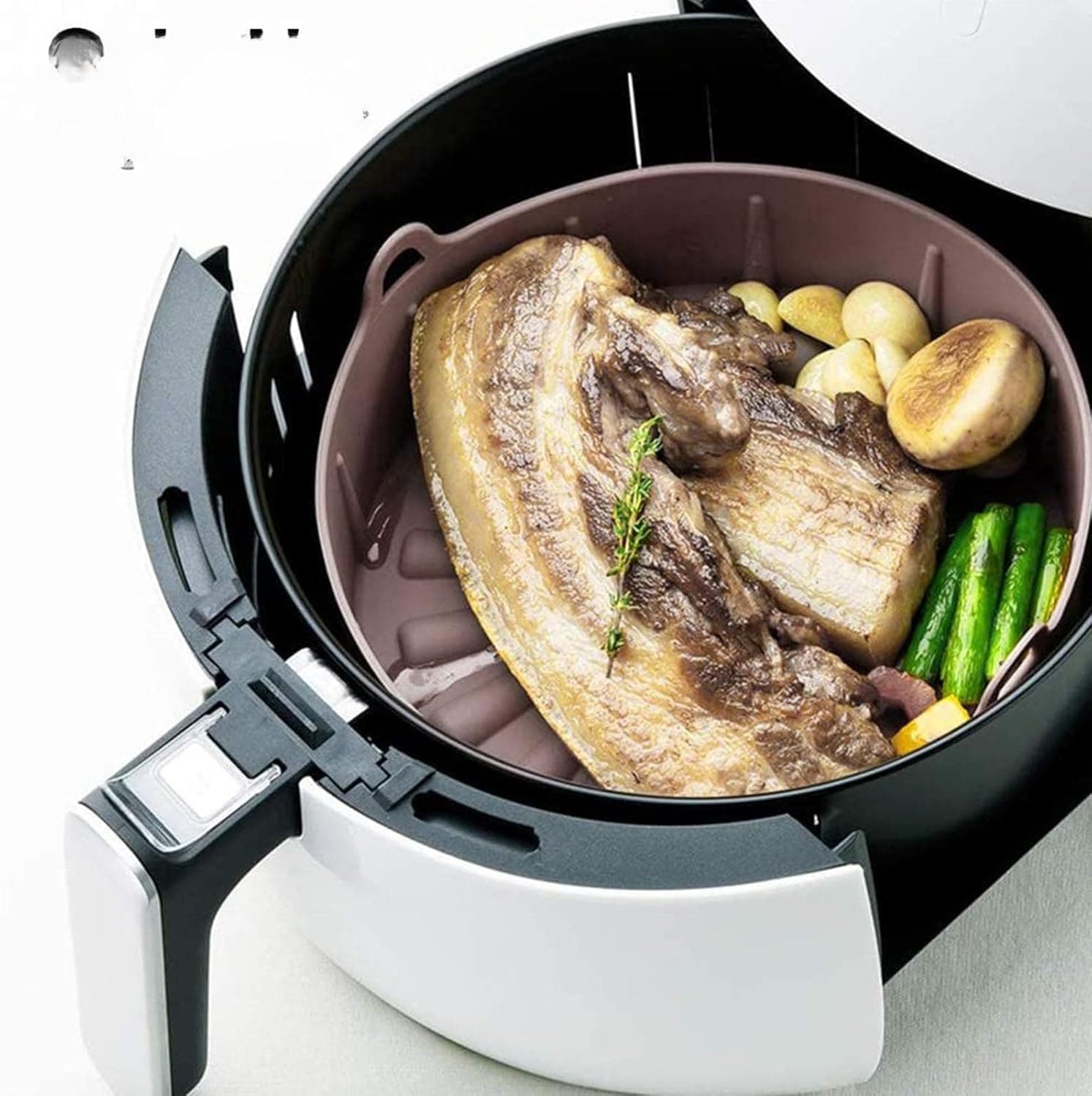 Acessório para Air Fryer Silicone Antiaderente com Alças Cinza Compatível com Forno
