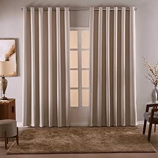 Cortinas blackout de tecido palha para sala, quarto e escritório, tamanho 4,00M x 2,50M, com ilhós cromado.