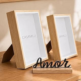 Kit 2 Porta Retrato Madeira MDF CASAMILU Wood Clean | Inspiração Premium Elegante Sofisticado Decorativo Moderno Minimalista Clássico Resistente Presente Criativo para Decoração Sala Quarto Escritório (02 Unidades 15X20)