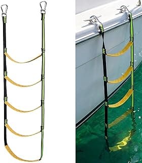 Escada de corda de barco de 4 degraus escada portátil de corda de barco e extensão de corda de pesca para barcos infláveis, caiaque, canoagem