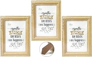 Kit 3 Porta-Retratos 10x15 com Moldura de Plástico, Design Moderno para Decoração com Texto 'espalhe AMOR'.