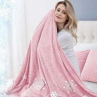 CHOSHOME Cobertores de resfriamento para pessoas que dormem com calor, Cobertor de gelo para o verão, cobertor leve e respirável, Cobertores frios para dormir,suores noturnos, Rosa, 127 x 178 CM
