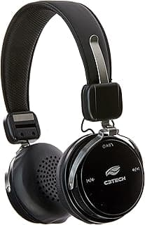 Fone de ouvido Bluetooth preto C3Tech Ph-B600Bk em fundo branco