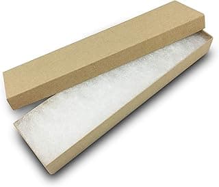 TheDisplayGuys – Pacote com 25 caixas de joias de papel de papelão preenchidas com algodão #82 – Marrom kraft (20 x 5 x 2,5 cm) - para envio ou armazenamento