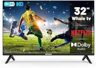 Smart TV 32 polegadas Whale com cena de futebol, Wi-Fi, Dolby Audio, Netflix