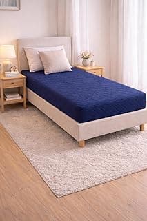 Protetor de colchão matelado azul marinho para cama de solteiro