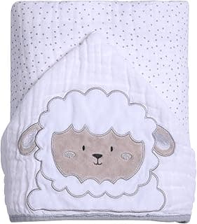 Toalha de banho Soft Papi Friends com capuz e estampa de ovelhinha cinza
