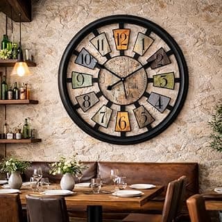 Relógio de Parede Gigante 40cm Estilo Madeira – Industrial, Retrô, Vintage Rústico para Sala e Casa