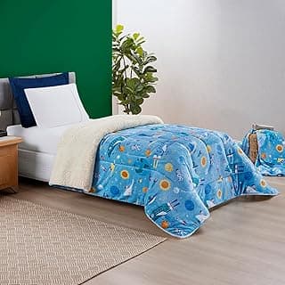 Edredom infantil Diverkids Solteiro Sherpa Astronauta azul