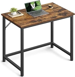 VASAGLE Mesa de Computador, Escrivaninha para Escritório, 50 x 80 x 76 cm, para Estudo, Quarto, Sala de Estar, Marrom Rústico e Preto Tinta BRLWD038B01V1
