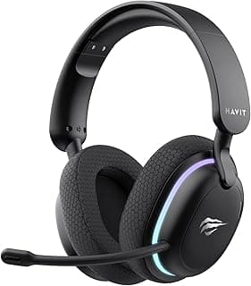 Fone de Ouvido Gamer Havit Fuxi-H7 sem Fio e com Fio Microfone Destacável Preto
