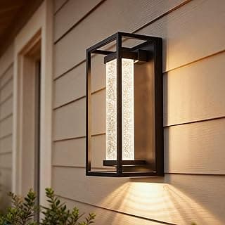 Luminária de parede externa LED moderna com vidro de cristal bolha