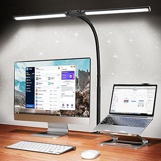 Luminária de mesa LED QBuen, 5 cores de luz, 10 níveis de escurecimento, proteção para os olhos, preta