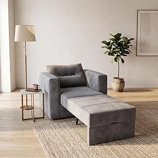 Poltrona Cama Solteiro Retrátil Marissol Veludo Premium Cinza Sofisticado