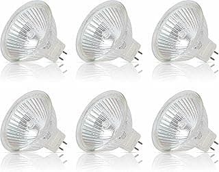 Seis lâmpadas halógenas Mr16 transparentes com base Gu5.3, iluminação brilhante