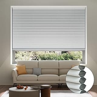 Persianas celulares sem fio blackout, persianas de colmeia para baixo, tratamento de janela lateral personalizado para sala de estar e escritório em casa (branco, L86 x 182 cm)