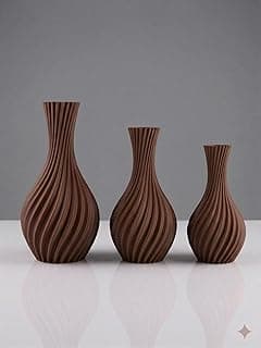Kit 3 Vasos Decorativos Premium - Trio Exclusivo 24cm, 20cm e 18cm (Marrom)