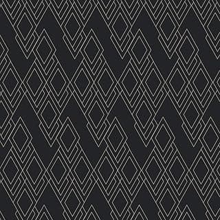 Quadro decorativo Art Deco com padrão geométrico em preto e branco, 50x50cm