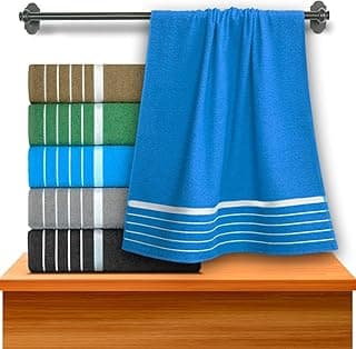 Kit 5 toalhas de banho gigantes variadas com detalhes de listras brancas