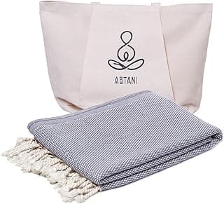 ATANI Conjunto de toalhas de praia turcas grandes de 175 x 89 cm com sacola – Secagem rápida 100% algodão turco peshtemal, resistente à areia, leve para chuveiro, viagens, piscina, ioga (cinza)