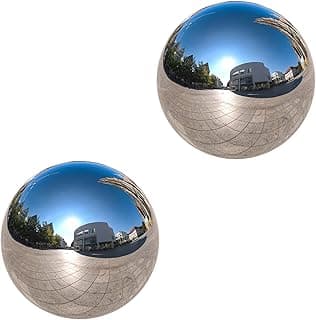 Nerien Bola de observação, globo de espelho de jardim de aço inoxidável de 9,9 cm, esfera de ornamento polido, hemisfério refletivo flutuante oco, para decoração de piscina de inauguração de casa em