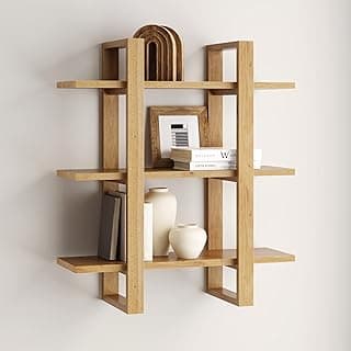 Nathan James Prateleiras de parede flutuantes, prateleira de exibição de 3 níveis, prateleira modular decorativa em madeira maciça para quarto, berçário, banheiro ou cozinha