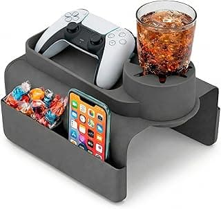 Bandeja organizadora para sofá com suporte para copo, controle de videogame e smartphone